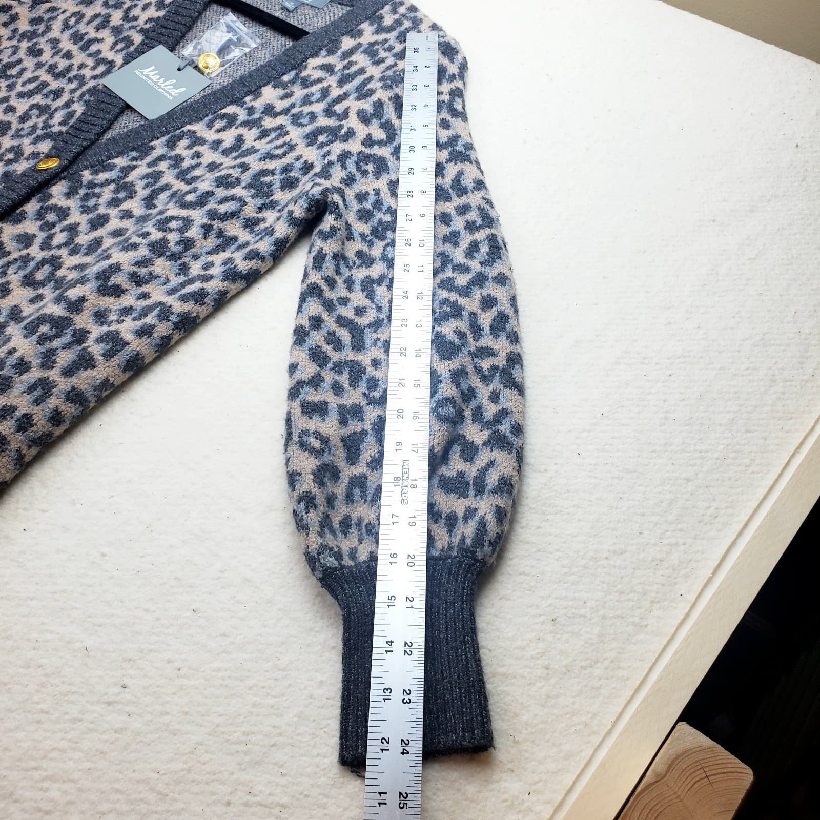 Marled Reunited Long Duster Cardigan Sz M Black Leopard Print Women’s Soft NEW - Thumbnail 12