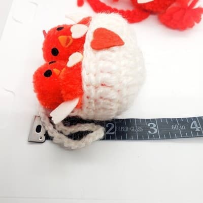 Vtg Lion & 2 birds in a Nest Christmas / Valentines Ornament Fuzzy Pom Pom Balls - Thumbnail 8