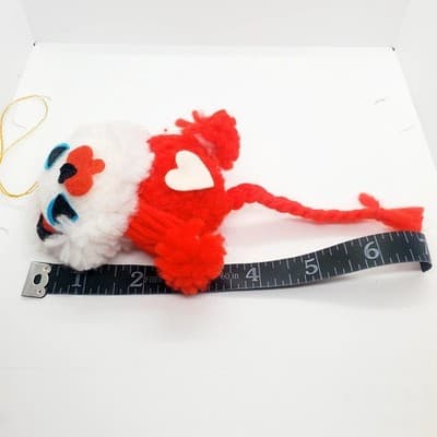 Vtg Lion & 2 birds in a Nest Christmas / Valentines Ornament Fuzzy Pom Pom Balls - Thumbnail 9