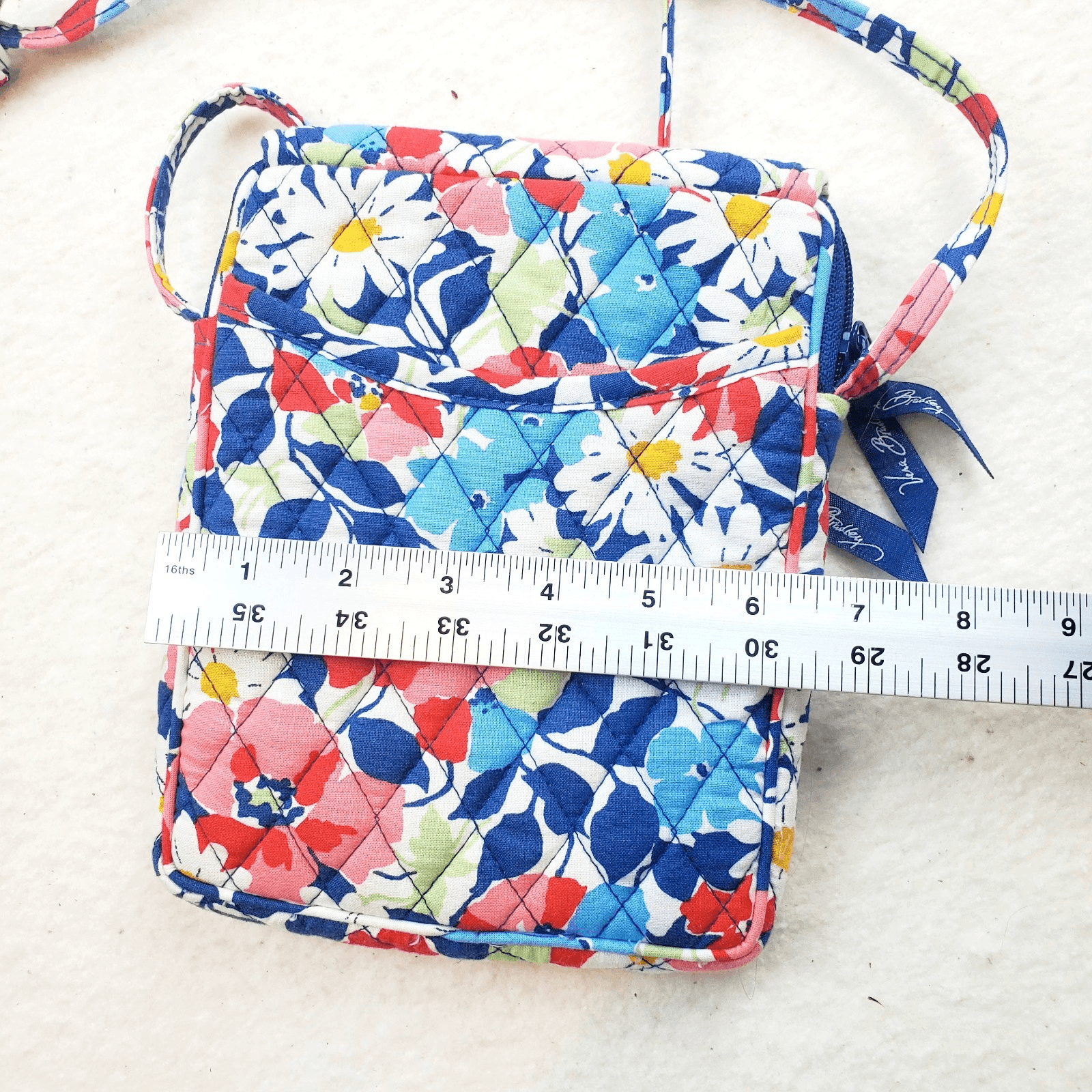 Vera Bradley Hipster Crossbody Bag Floral Pattern Red White Pink Blue 8" x 6" - Thumbnail 10