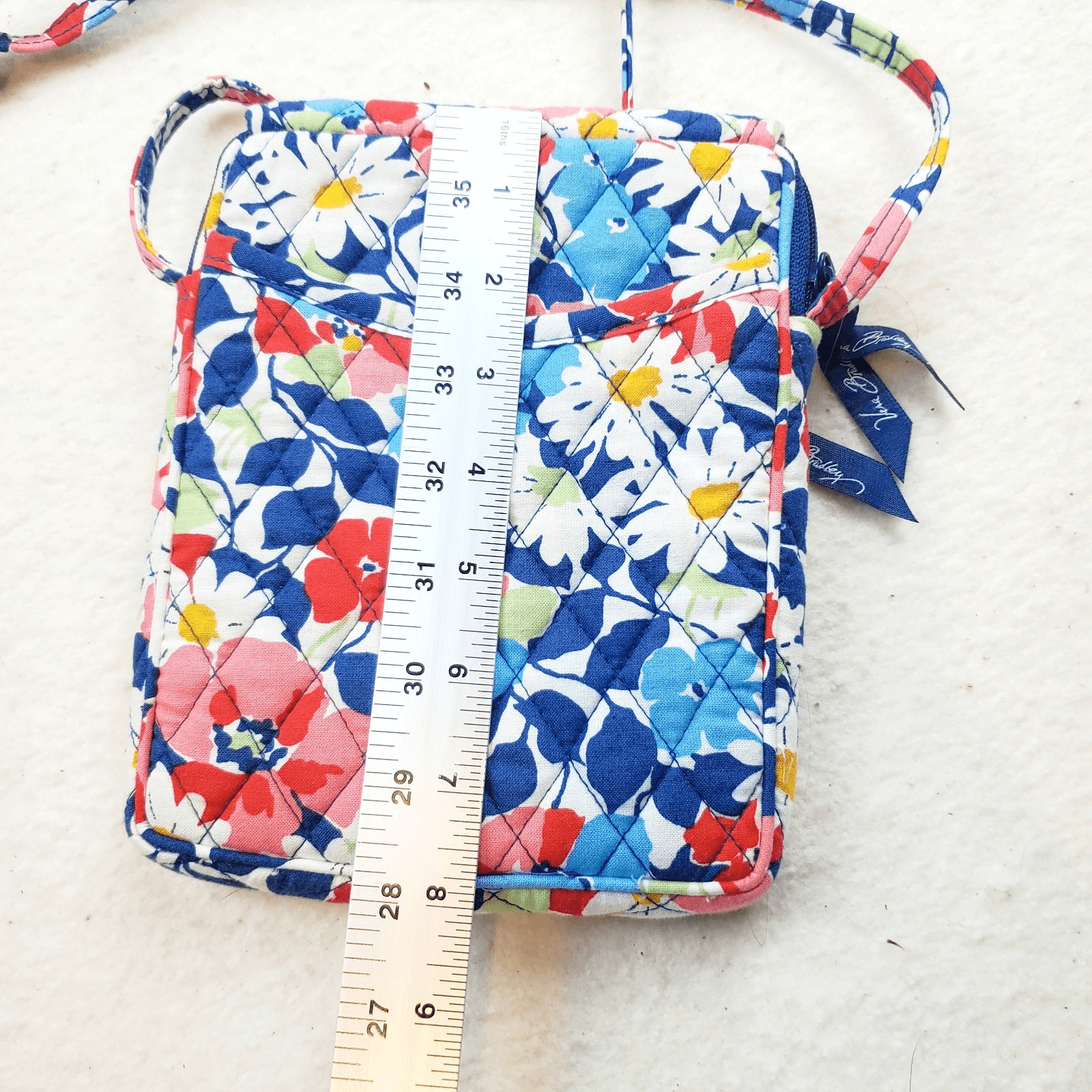 Vera Bradley Hipster Crossbody Bag Floral Pattern Red White Pink Blue 8" x 6" - Thumbnail 9