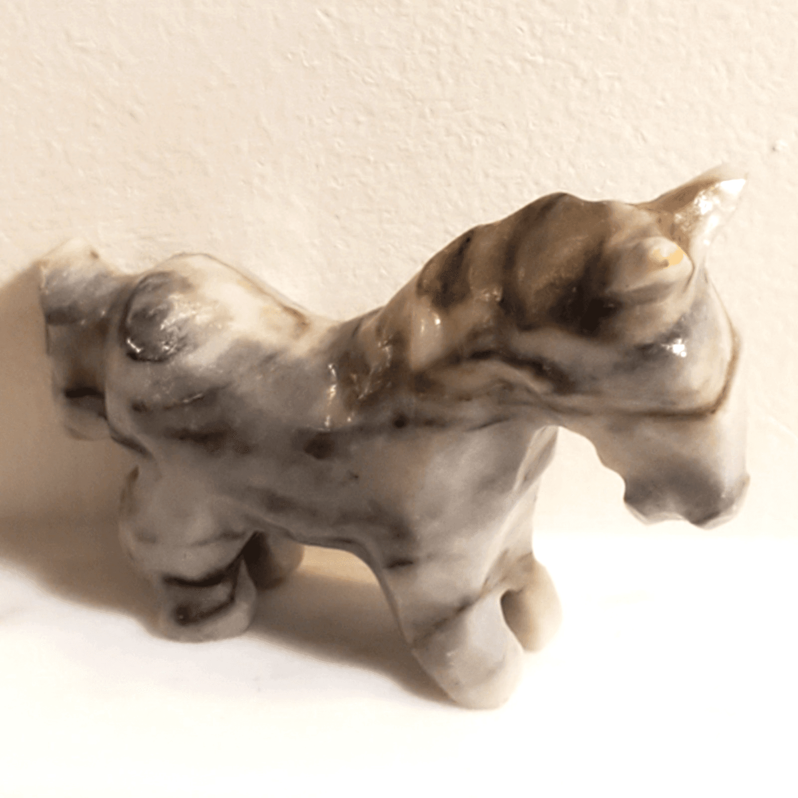 Miniature Donkey Figurine 2" Hand Carved Gray White Marble Stone Mule Horse - Thumbnail 2