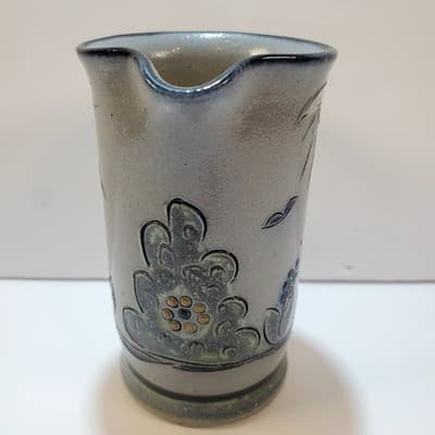 Handmade Signed Studio Pottery Creamer Small Pitcher Sun & Hedgehog Design - Thumbnail 2