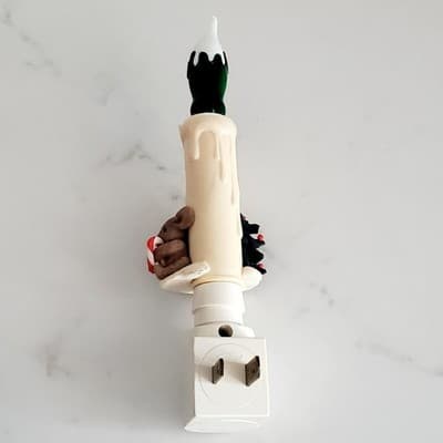 Vintage Christmas Candle Nightlight Mouse with Candy Cane & Tree Taiwan Working - Thumbnail 10