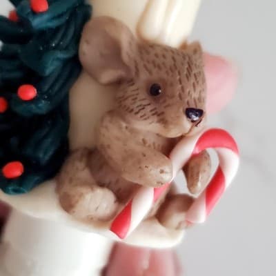 Vintage Christmas Candle Nightlight Mouse with Candy Cane & Tree Taiwan Working - Thumbnail 3