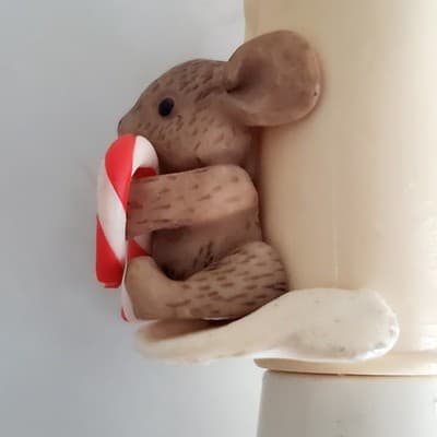 Vintage Christmas Candle Nightlight Mouse with Candy Cane & Tree Taiwan Working - Thumbnail 12