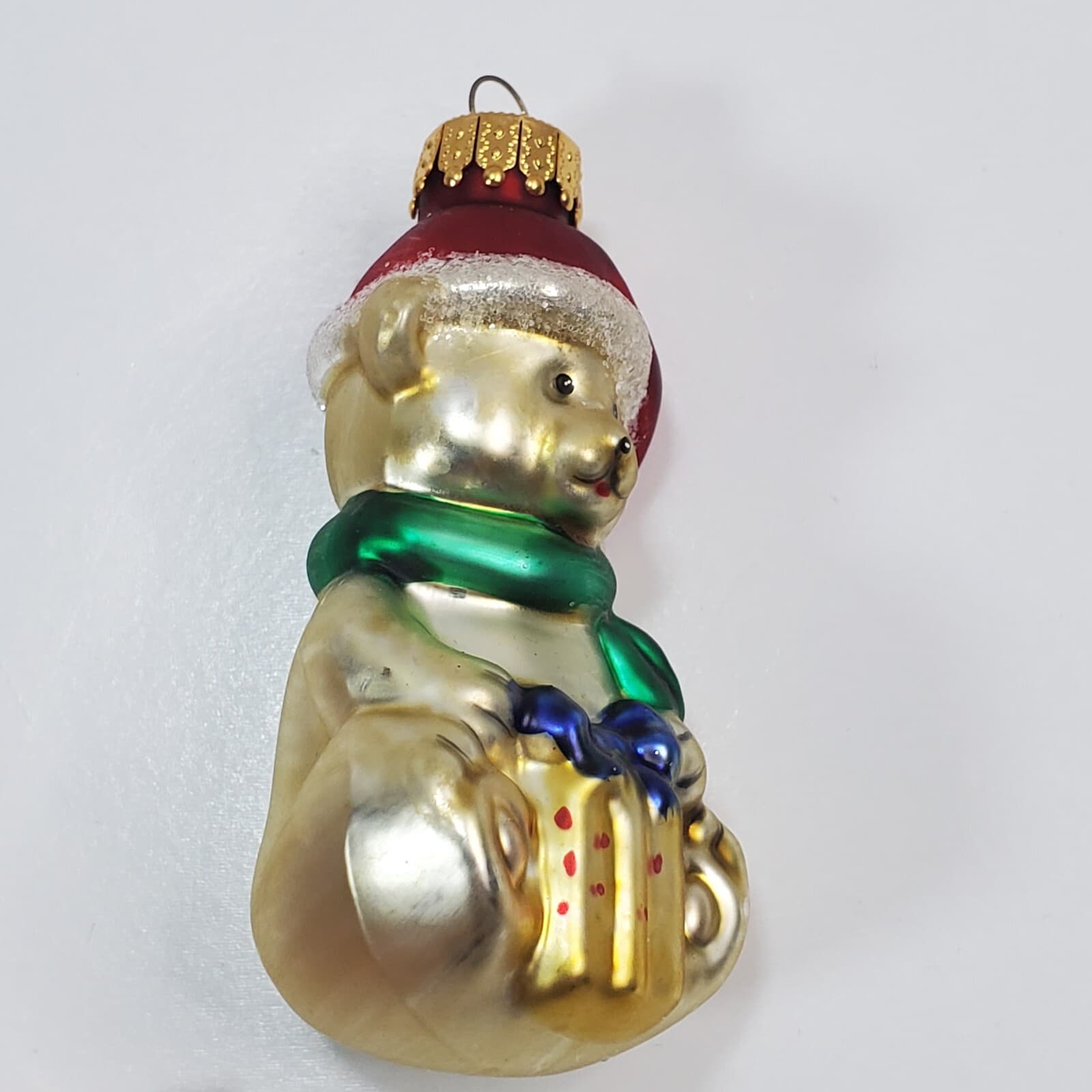 Unique Treasures Hand Crafted Glass Polar Bear Santa Hat Christmas Ornament - Thumbnail 3
