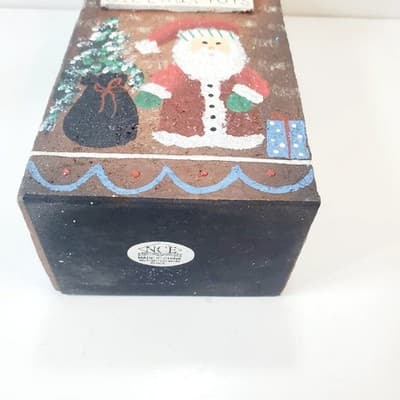 Vintage 90's NCE Hand Painted Wooden Christmas Village House S. Claus Toys Shop - Thumbnail 9