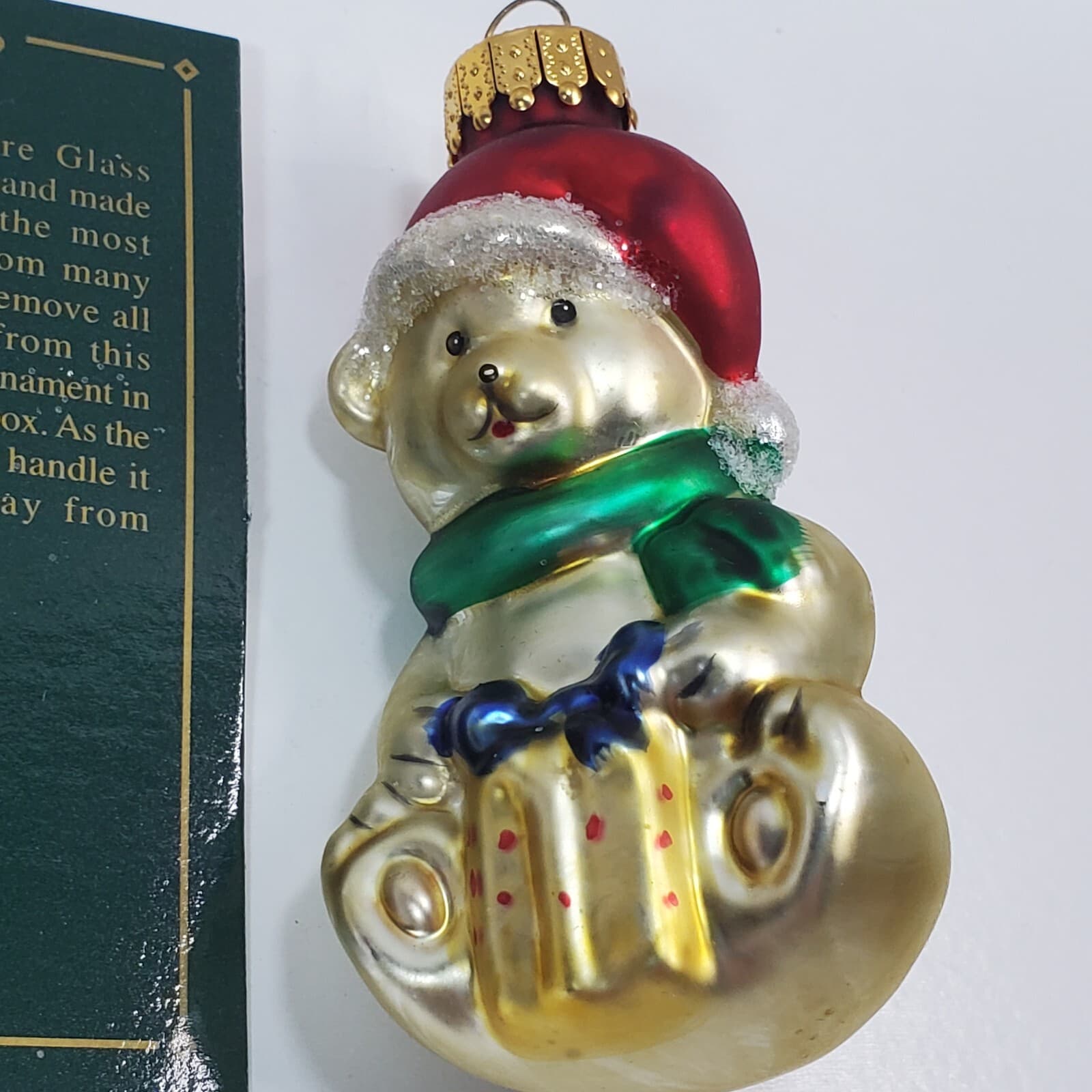Unique Treasures Hand Crafted Glass Polar Bear Santa Hat Christmas Ornament - Thumbnail 2