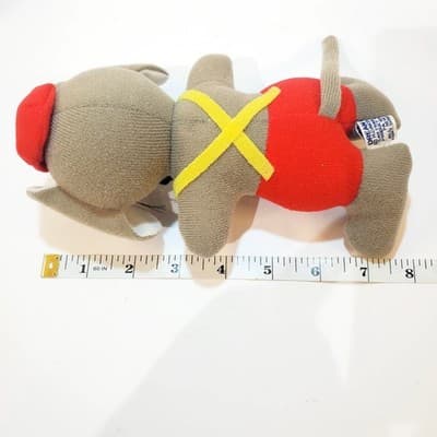 Vintage 1977 Dakin Dream Pets Gray Mouse Plush Red Hat Beret 7.5 inch - Thumbnail 5