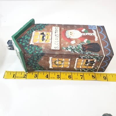 Vintage 90's NCE Hand Painted Wooden Christmas Village House S. Claus Toys Shop - Thumbnail 12