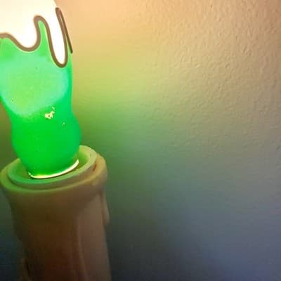Vintage Christmas Candle Nightlight Mouse with Candy Cane & Tree Taiwan Working - Thumbnail 7