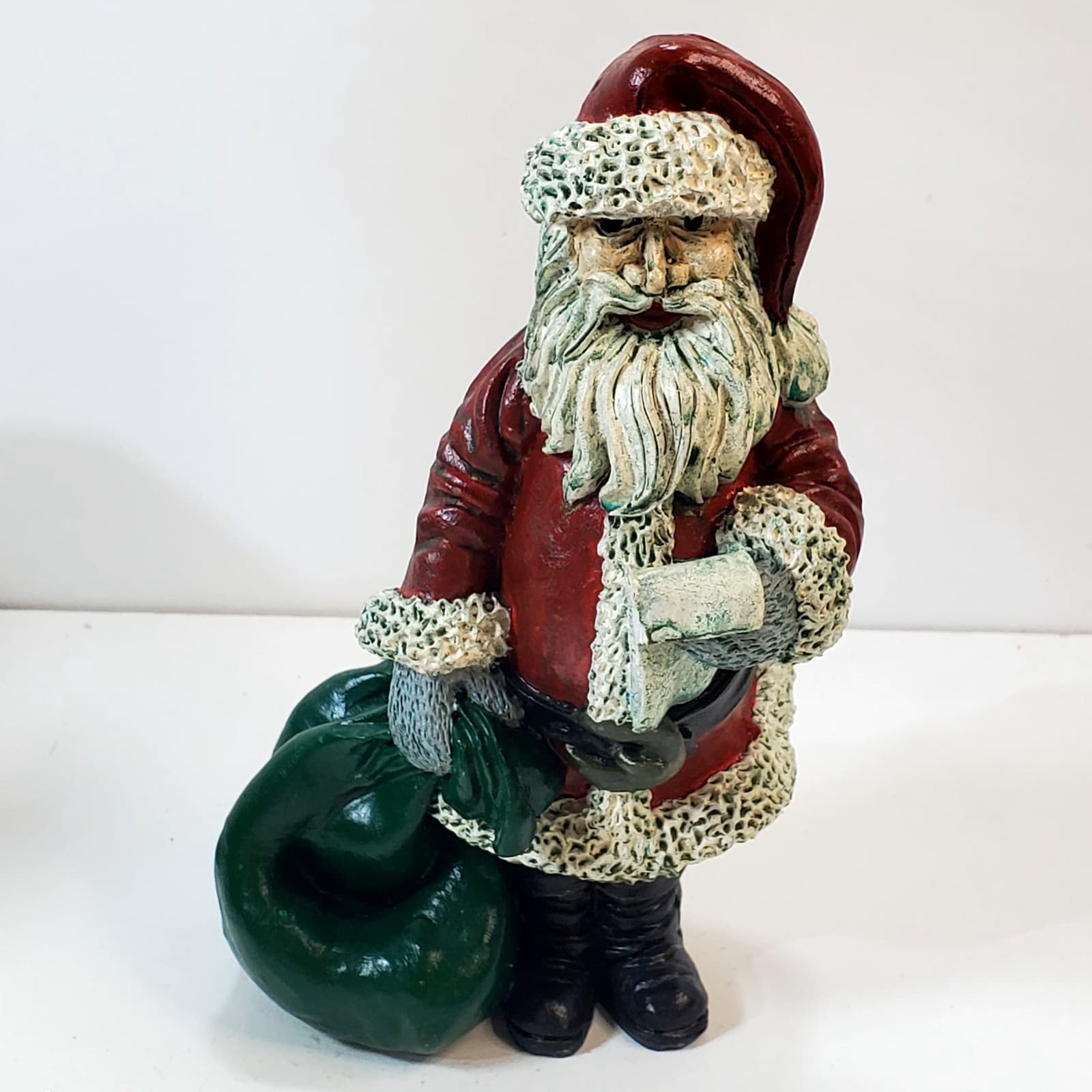 Vtg Rustic Old Time Santa Mr. Claus w/ Christmas List Figurine 1987 TT Decor 8”