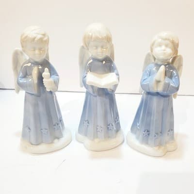 Set Of 3 Vintage Roman Angel Children Choir Figurines Porcelain Christmas