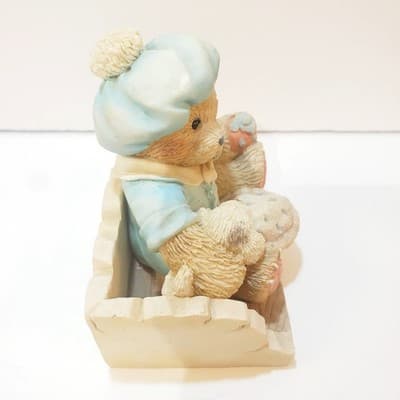 Vtg Cherished Teddies 1993 Little Jack Horner Figurine I'm Plum Happy Friend - Thumbnail 4