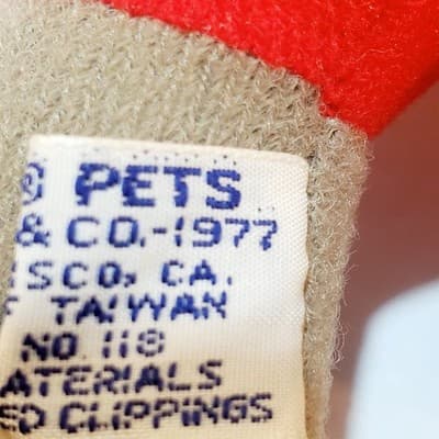 Vintage 1977 Dakin Dream Pets Gray Mouse Plush Red Hat Beret 7.5 inch - Thumbnail 4