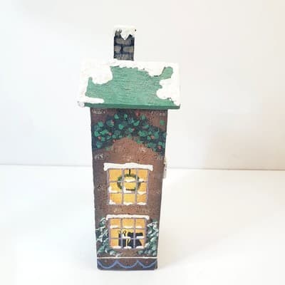 Vintage 90's NCE Hand Painted Wooden Christmas Village House S. Claus Toys Shop - Thumbnail 3
