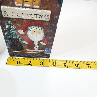 Vintage 90's NCE Hand Painted Wooden Christmas Village House S. Claus Toys Shop - Thumbnail 13