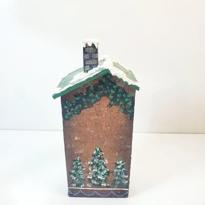 Vintage 90's NCE Hand Painted Wooden Christmas Village House S. Claus Toys Shop - Thumbnail 4