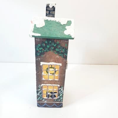 Vintage 90's NCE Hand Painted Wooden Christmas Village House S. Claus Toys Shop - Thumbnail 2