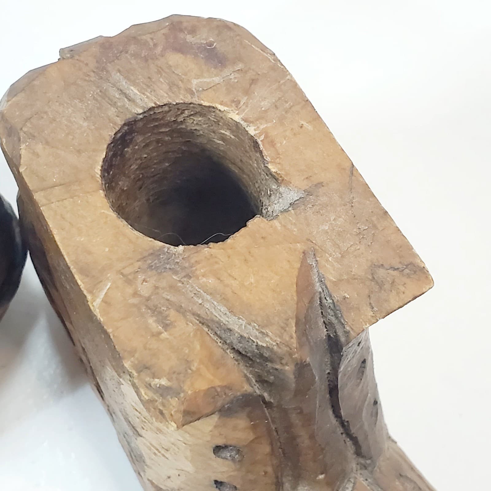 Vintage Hand Carved Wooden Folk Art Boots Shoes Taper Candle Holders - Thumbnail 2