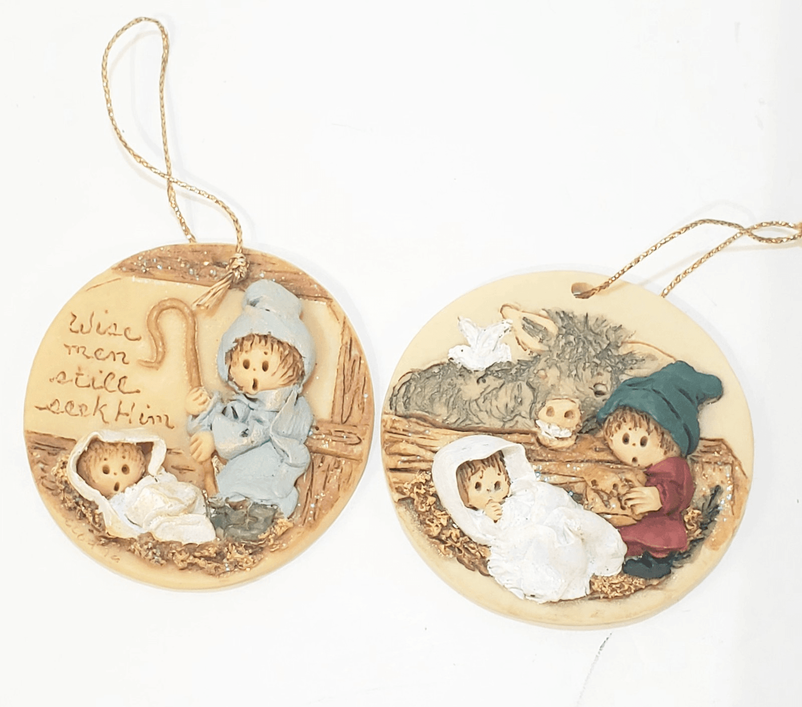 Vintage Lot of 2 LaBerge 90' s Limited Edition Christmas Ornaments Nativity