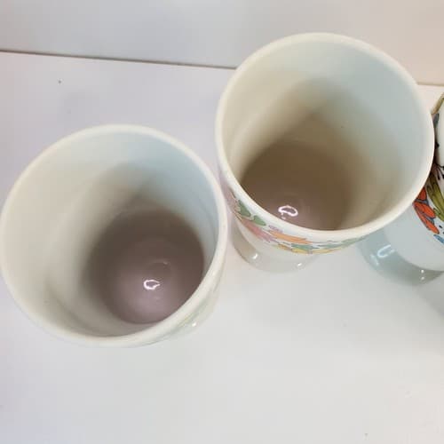 Vtg Mid Century Floral Milk Glass Sundae Parfait Dessert Cups Japan Set Of 4 - Thumbnail 2
