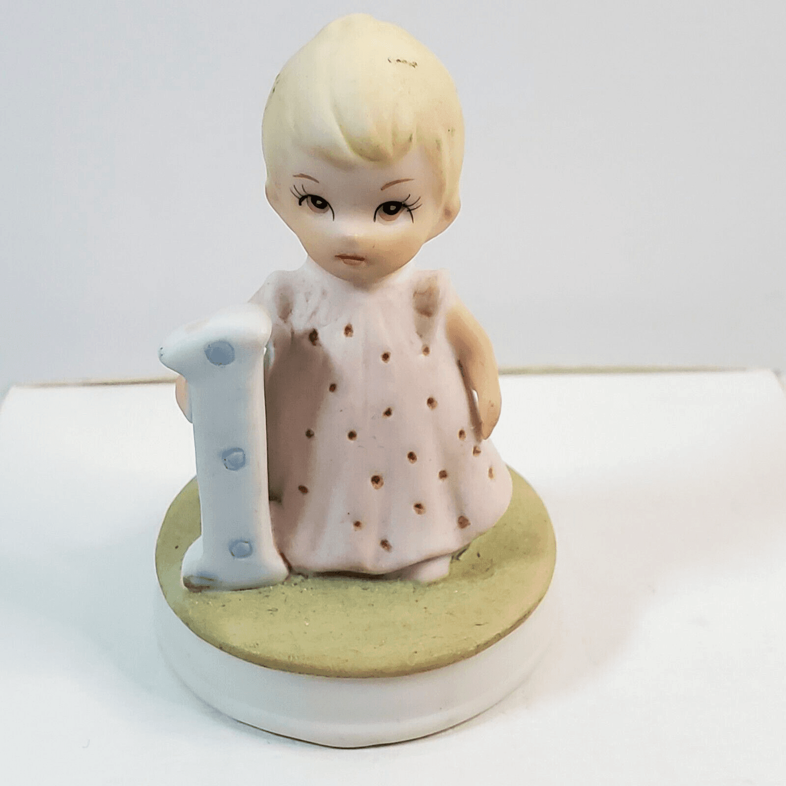 Vintage 1982 Lefton 1st Birthday Baby Girl Figurine Cake Topper Christopher