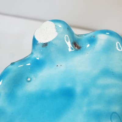 Vtg Signed Ceramic Turquoise Footed Pitcher Jug Raised Grapevine Camel Carriage - Thumbnail 8
