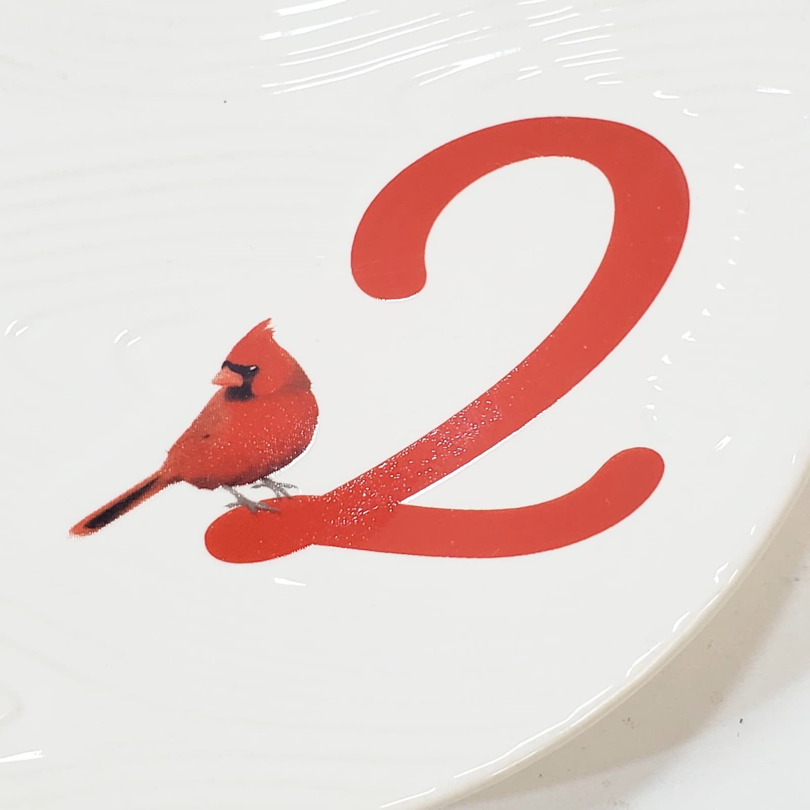 Temptations By Tara 12 Days Of Christmas 6" Plate #2 Cardinal Red Ribbon Hanger - Thumbnail 2