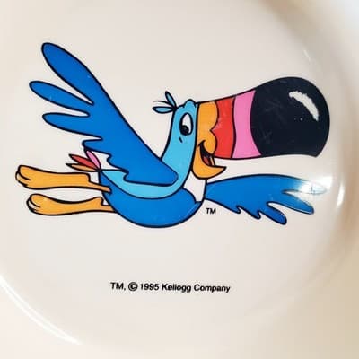 Vintage 1995 Fruit Loops Plastic Cereal Bowl Kelloggs Toucan Sam Retro 90s - Thumbnail 2