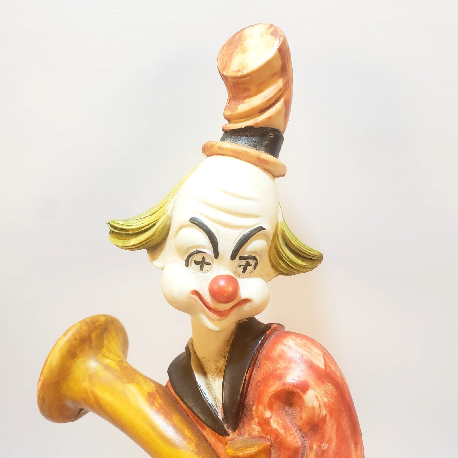 Vintage Italy Resin 10" Tall Clown Circus Act Sousaphone Figure Figurine Statue - Thumbnail 2