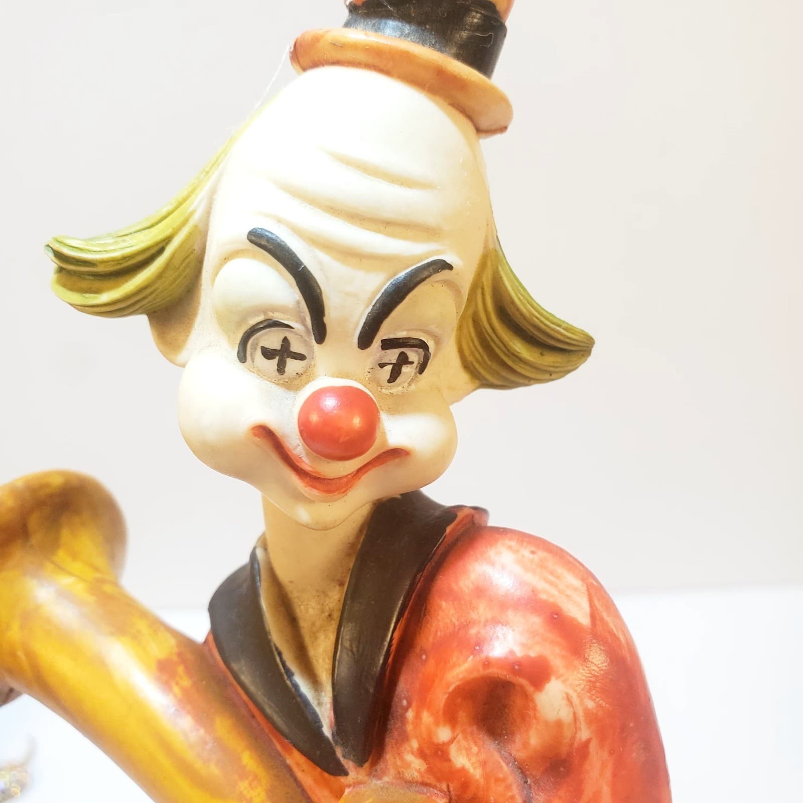 Vintage Italy Resin 10" Tall Clown Circus Act Sousaphone Figure Figurine Statue - Thumbnail 9