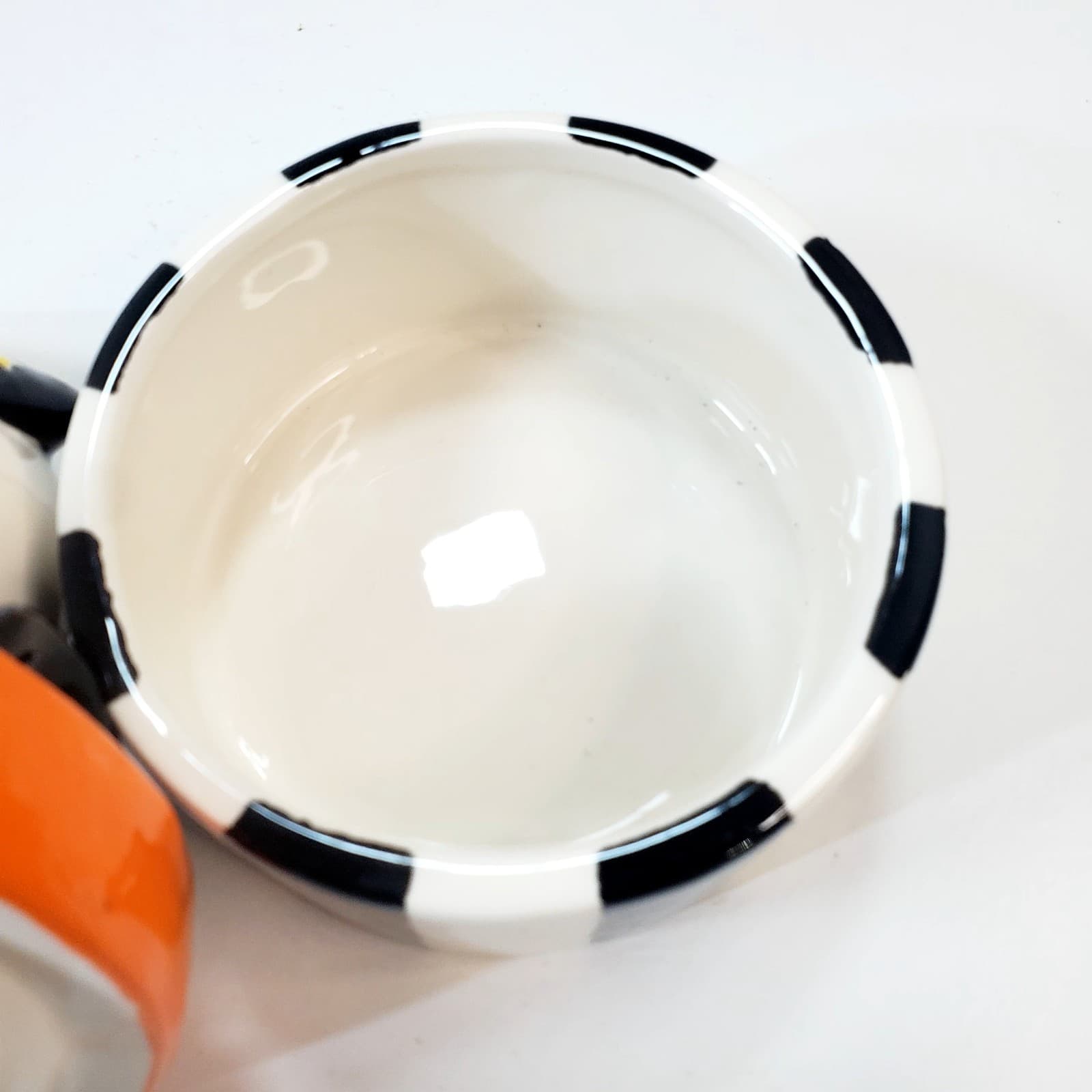 Halloween Striped Ghost with Mask Jester Ceramic Lidded Candy Dish Bowl Retro - Thumbnail 7