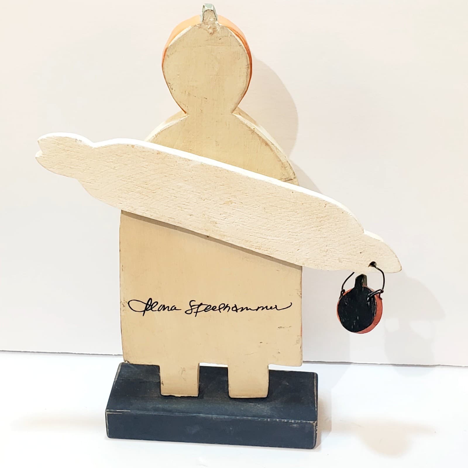 Ilona Steelhammer Midwest Cannon Falls Halloween Primitive Wood Pumpkin Ghost 8" - Thumbnail 4
