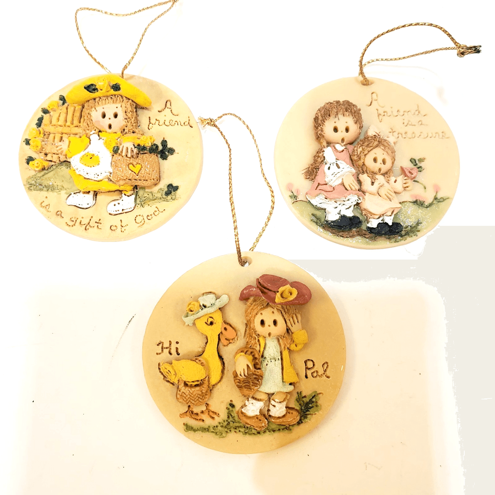 Vintage Lot of 3 LaBerge 90' s Limited Edition Christmas Ornaments , Friends