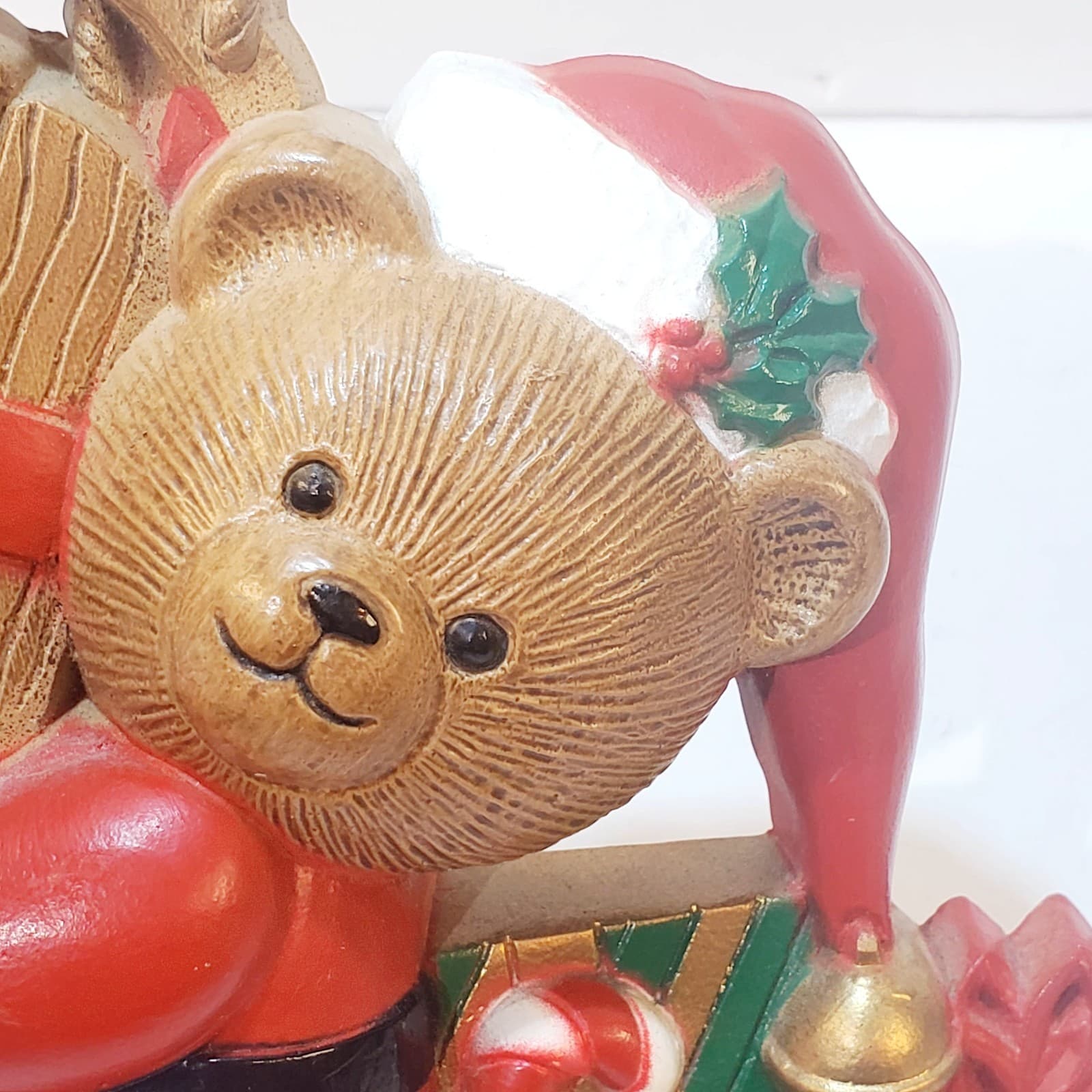 Vintage Burwood Homco Christmas Santa Teddy Bear Plaque 3286-2A USA 6 inch - Thumbnail 2