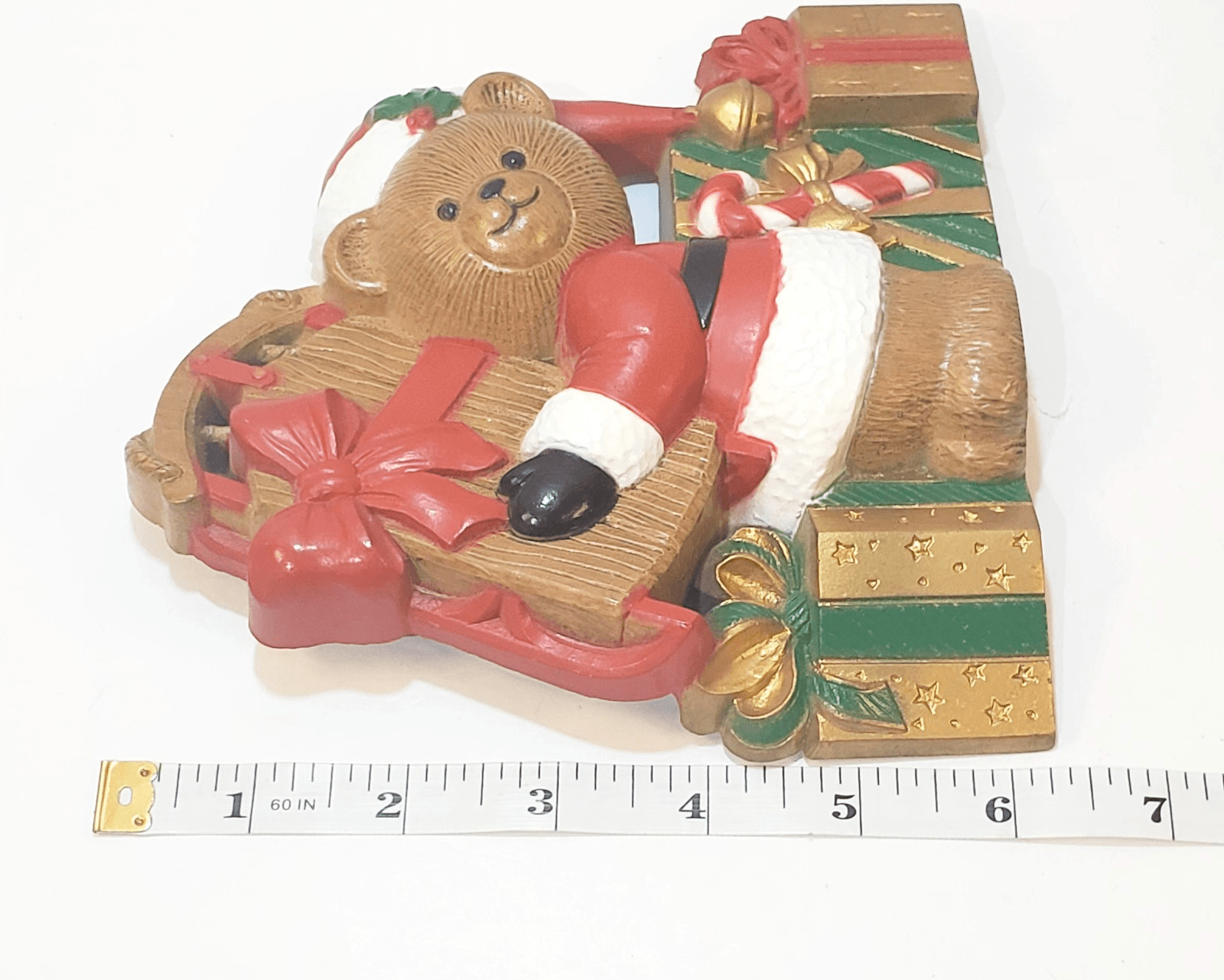 Vintage Burwood Homco Christmas Santa Teddy Bear Plaque 3286-2A USA 6 inch - Thumbnail 7