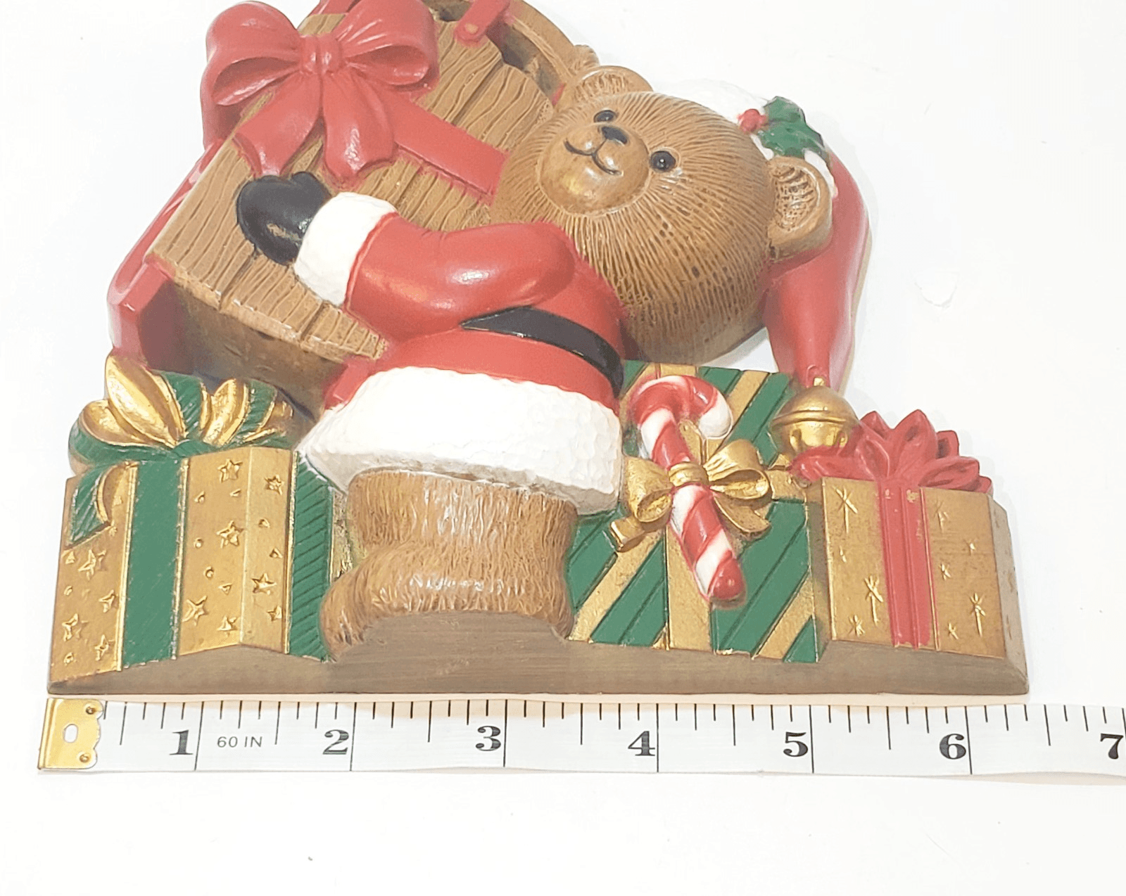 Vintage Burwood Homco Christmas Santa Teddy Bear Plaque 3286-2A USA 6 inch - Thumbnail 6