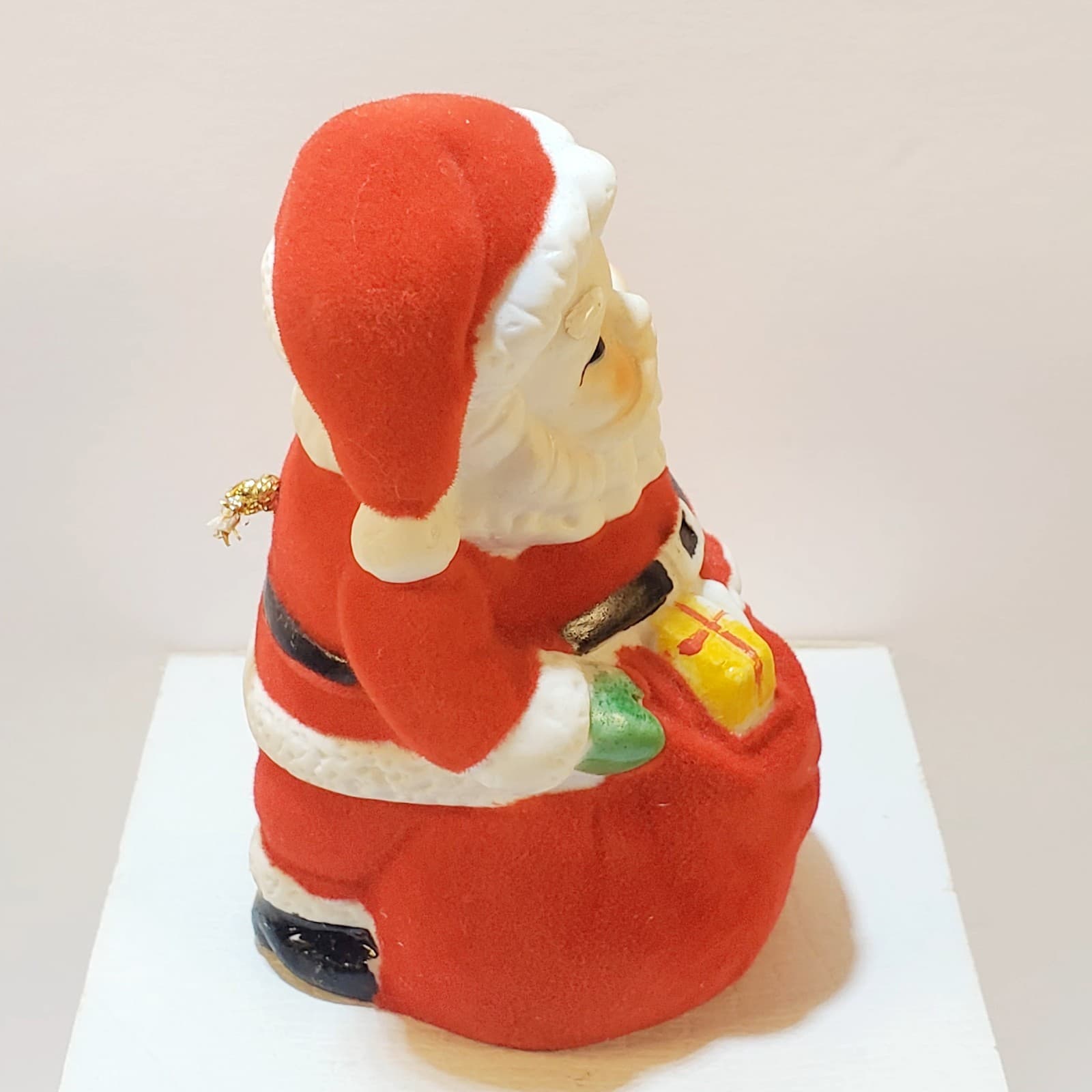 Vtg Giftco Inc 1985 Flocked Santa Bell Made In Taiwan Christmas Holiday Decor - Thumbnail 7