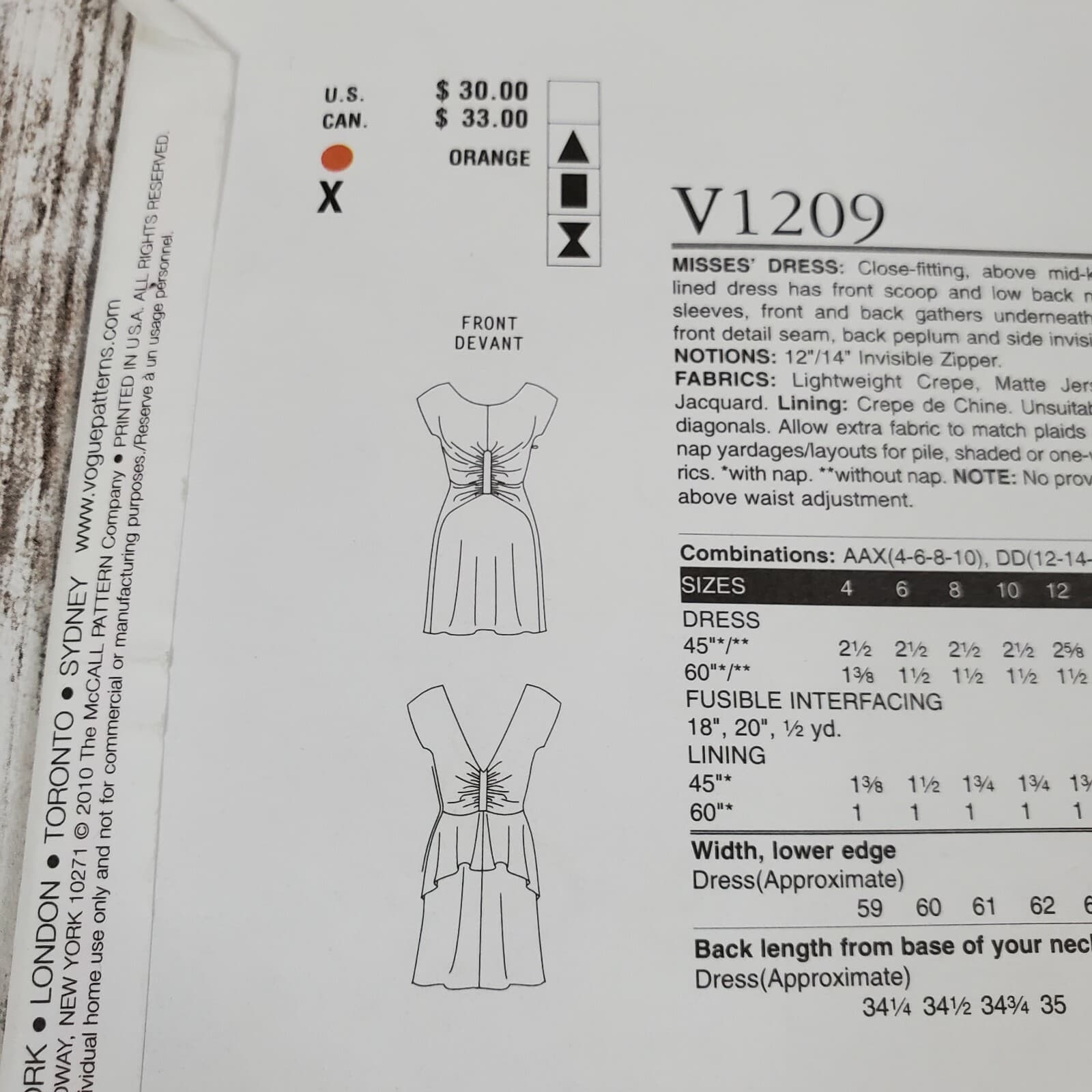 Vogue Designer Sewing Pattern V1209 Rachel Comey Misses Dress Uncut AAX 4-6-8-10 - Thumbnail 5