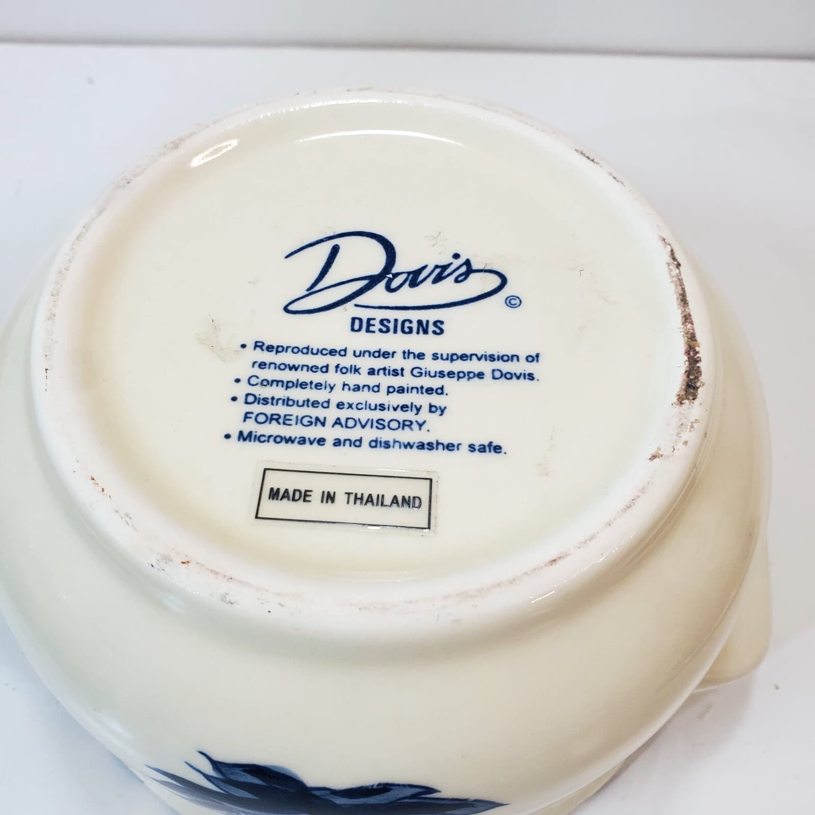 Dovis Designs Stoneware Hand Painted Chowder Bowl Crock Pineapple Lug Handles - Thumbnail 6