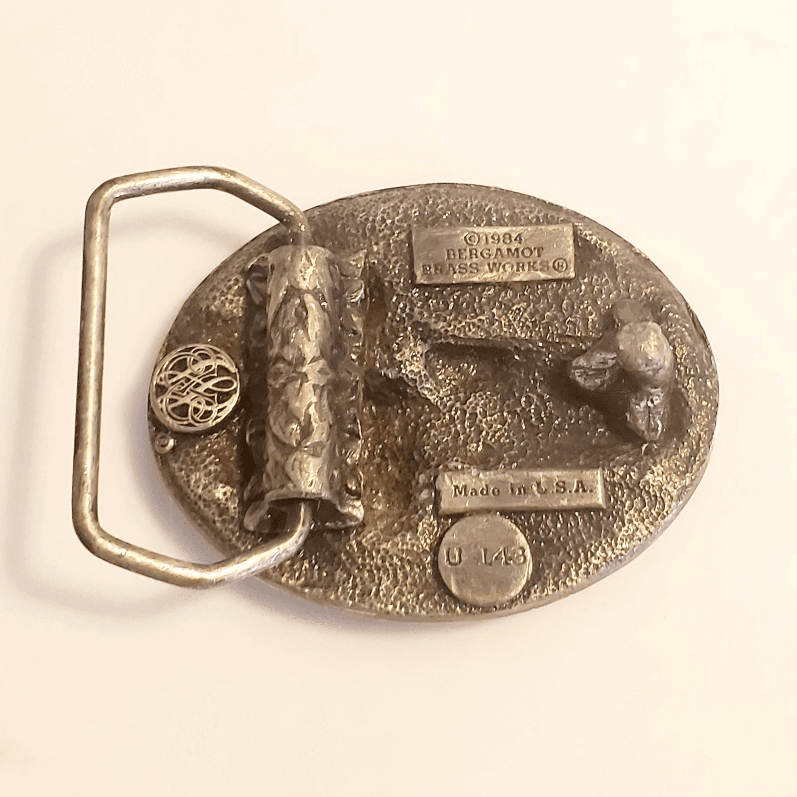 Vintage 1984 Bergamot Brass Works Car Scene Belt Buckle U L43 Made In USA - Thumbnail 3