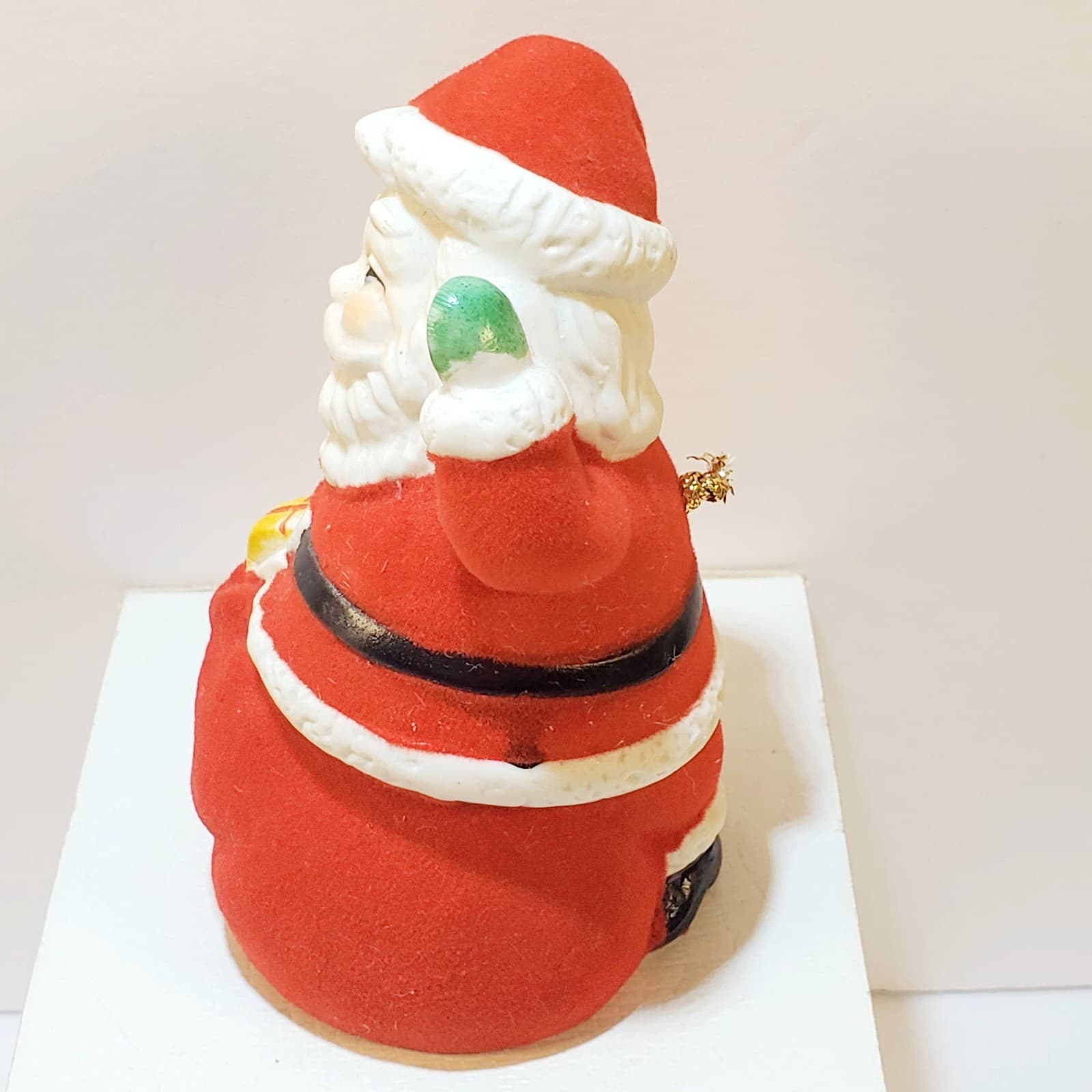 Vtg Giftco Inc 1985 Flocked Santa Bell Made In Taiwan Christmas Holiday Decor - Thumbnail 4