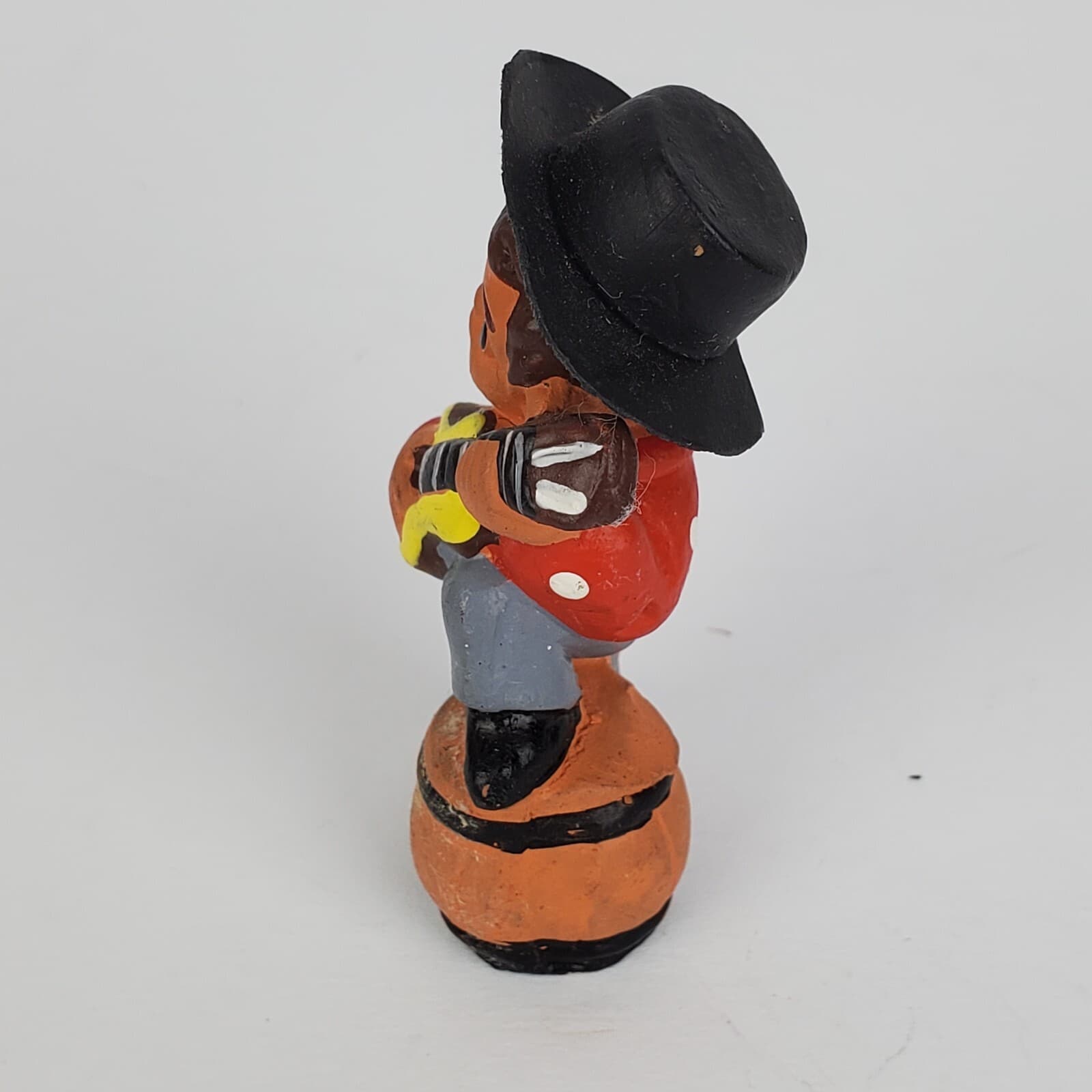 Vintage 60's Figuras Alborox Spanish Terra Cotta Boy with Guitar Figurine - Thumbnail 4