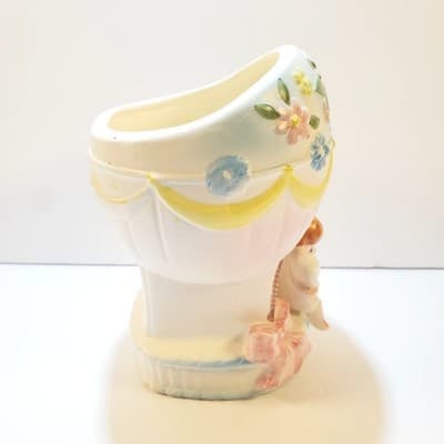 Vintage Napcoware Newborn Baby Boy Girl Hot Air Balloon Planter Shower Gift - Thumbnail 2