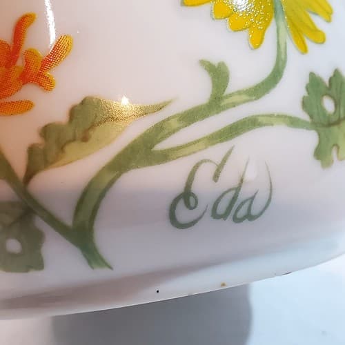 Vintage Seymour Mann Chrysanthemum Watercolor Eda Sugar Bowl Vase Planter - Thumbnail 4
