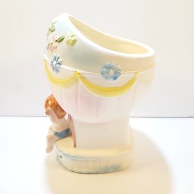 Vintage Napcoware Newborn Baby Boy Girl Hot Air Balloon Planter Shower Gift - Thumbnail 5