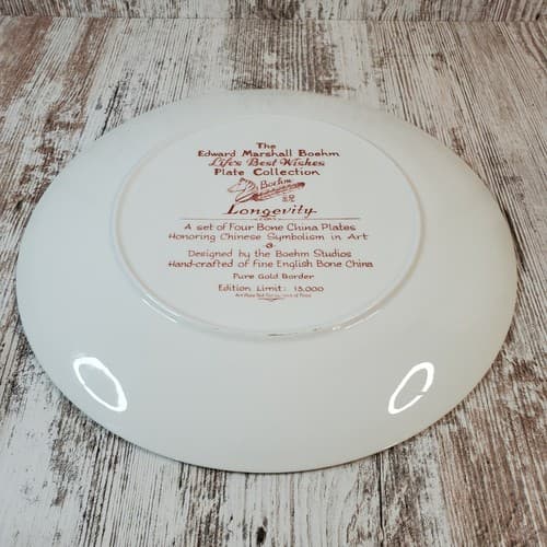 Vtg Edward Marshall Boehm Life's Best Wishes Plate Collection "LONGEVITY" 1981 - Thumbnail 6