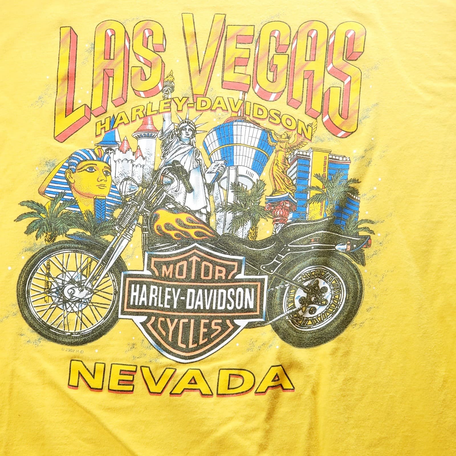 Vtg 2004 Harley Davidson Long Sleeve Yellow Graphic Shirt XL Las Vegas Nevada - Thumbnail 3